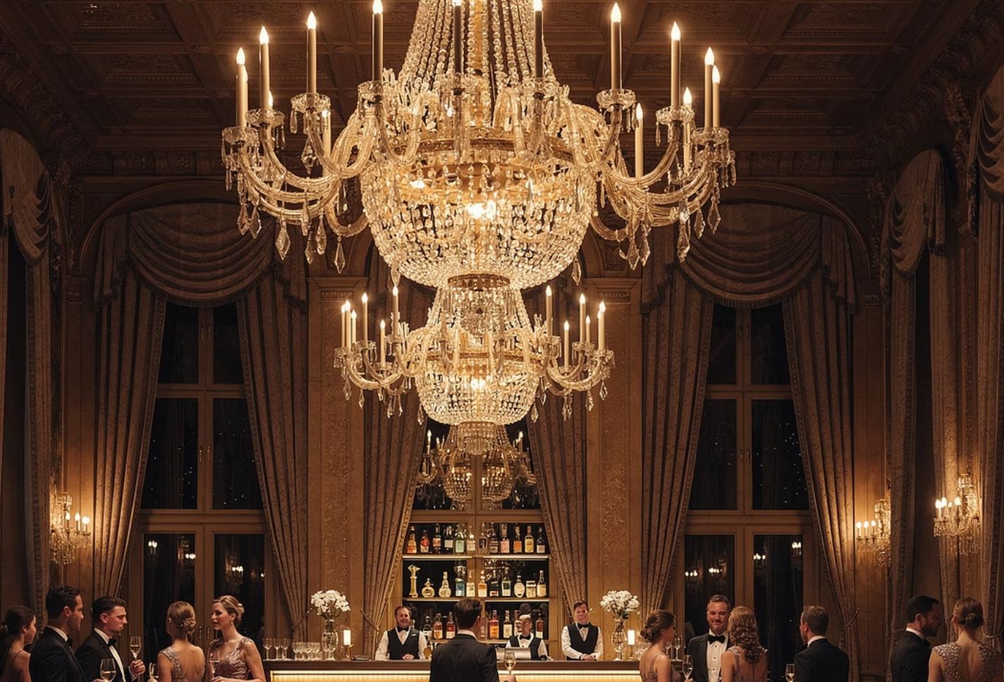 Grand candlelit ballroom gala