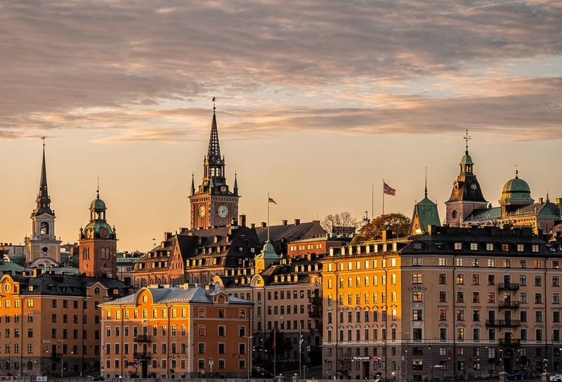 Stockholm waterfront at golden hour